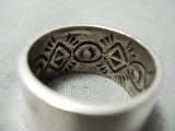 Important Ray Adakai Vintage Native American Navajo Internal Silver Work Sterling Ring-Nativo Arts