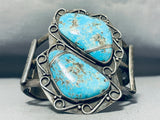 One Of The Best Vintage Native American Navajo Easter Blue Turquoise Sterling Silver Bracelet-Nativo Arts