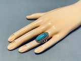 Classic Vintage Native American Navajo Old Kingman Turquoise Sterling Silver Ring-Nativo Arts