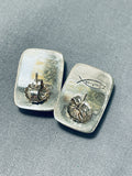 Unique Tom Jackson Vintage Native American Navajo Wild Horse Sterling Silver Earrings-Nativo Arts