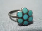 Beautiful Vintage Native American Zuni Blue Gem Turquoise Sterling Silver Ring Old-Nativo Arts