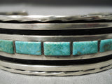 Thick And Heavy!! Vintage Native American Navajo Carico Lake Turquoise Sterling Silver Bracelet-Nativo Arts