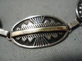 Detailed!! Vintage Native American Navajo 14k Gold Sterling Silver Link Bracelet Old-Nativo Arts