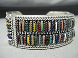 Beautiful Rainbow Turquoise Vintage Native American Navajo Sterling Silver Signed Bracelet-Nativo Arts