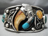 Huge Vintage Native American Navajo Morenci Turquoise Sterling Silver Bracelet Old-Nativo Arts