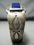 Thicker Signed Vintage Native American Navajo Lapis Sterling Silver Bracelet-Nativo Arts