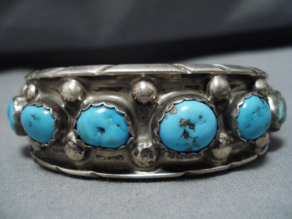 Amazing Vintage Zuni Native American Sterling Silver Turquoise Bracelet Cuff-Nativo Arts