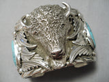 Crazy Buffalo Heavy Native American Turquoise Sterling Silver Bracelet- 246 Gram-Nativo Arts