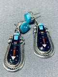 Important Ray Jack Native American Navajo Outer Space Turquoise Sterling Silver Earrings-Nativo Arts