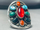 Ruby Red Vintage Native American Navajo Turquoise Sterling Silver Ring Old-Nativo Arts