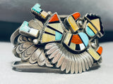Important Alonzo Hustitto Vintage Native American Zuni Inlay Sterling Silver Bracelet-Nativo Arts