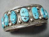 Museum Vintage Native American Navajo Turquoise Sterling Silver Swirl Bracelet-Nativo Arts