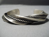 Museum Twisted Sterling Silver Navajo Native American Bracelet-Nativo Arts