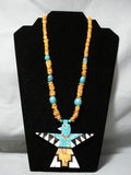 Native American One Of The Best Vintage Santo Domingo Turquoise Thunderbird Necklace-Nativo Arts