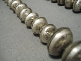 One Of The Heaviest Vintage Native American Navajo Sterling Silver Coin Necklace Old-Nativo Arts