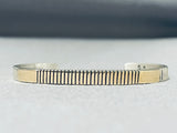 Jonny Nez Native American Navajo Signed Sterling Silver 14k Gold Bracelet-Nativo Arts
