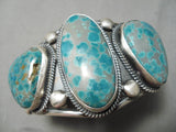 Important Vintage Native American Navajo Verdy Jake Turquoise Sterling Silver Bracelet-Nativo Arts