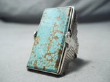 One Of The Biggest Tall Native American Navajo Thunderbird #8 Turquoise Sterling Silver Ring-Nativo Arts