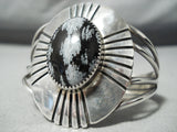 Rare Vintage Native American Navajo Agate Sterling Silver Bursting Bracelet Old-Nativo Arts