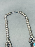 Turquoise Paw Heavy Vintage Native American Navajo Sterling Silver Squash Blossom Necklace-Nativo Arts