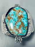 Important Vintage Native American Navajo Rare Deposit Turquoise Sterling Silver Bracelet-Nativo Arts