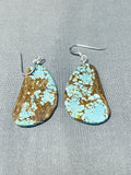 Native American Beautiful Santo Domingo 8 Turquoise Sterling Silver Earrings-Nativo Arts