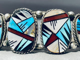 One Of The Most Extreme Inlay Vintage Native American Zuni Turquoise Sterling Silver Bracelet-Nativo Arts