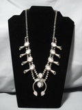 Exquisite Vintage Native American Navajo Sterling Silver Pearl Squash Blossom Necklace-Nativo Arts
