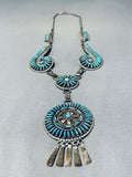 One Of The Most Intricate Ever Vintage Native American Zuni Turquoise Sterling Silver Necklace-Nativo Arts