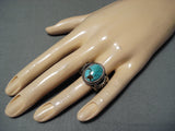 Signed Vintage Native American Navajo Red Mountain Turquoise Sterling Silver Ring-Nativo Arts