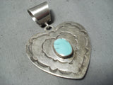 Exquisite Vintage Native American Navajo Turquoise Sterling Silver Heart Pendant Old-Nativo Arts