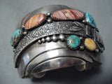 Kachina Yei Vintage Native American Navajo Turquoise Sterling Silver Swirl Bracelet-Nativo Arts