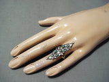 Native American Incredible Authentic Vintage Zuni Edaakie Turquoise Sterling Silver Ring Old-Nativo Arts