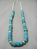 Splendid Vintage Native American Navajo Disced Turquoise Sterling Silver Bead Necklace-Nativo Arts