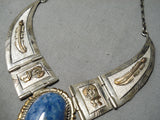 Marvelous Vintage Native American Navajo Denim Lapis Sterling Silver Necklace-Nativo Arts