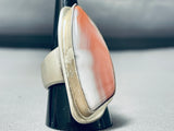 Eye Catching Native American Navajo Pink Conch Shell Sterling Silver Ring-Nativo Arts