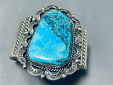 Towering Vintage Native American Navajo Blue Diamond Turquoise Sterling Silver Bracelet-Nativo Arts