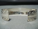 Wonderful Signed Navajo Coral Sterling Silver Bracelet Native American-Nativo Arts