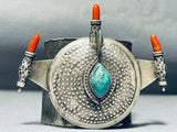 One Of Most Unique Vintage Native American Navajo Turquoise Sterling Silver Bracelet Ever Made-Nativo Arts