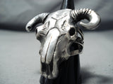 Heavy San Felipe Sterling Silver Cow Skull Ring Native American-Nativo Arts