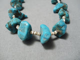 Tremendous Vintage Native American Navajo Turquoise Sterling Silver Necklace Old-Nativo Arts