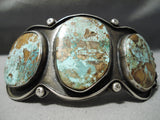 Statement Vintage Native American Navajo Royston Turquoise Sterling Silver Bracelet Old-Nativo Arts