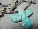 Native American Quality Work!! Vintage Santo Domingo Turquoise Eagle Sterling Silver Necklace-Nativo Arts