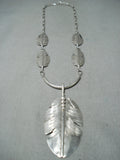 Impressive Native American Navajo Sterling Silver Feather Necklace-Nativo Arts
