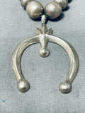 Gasp! Vintage Native American Navajo Graduating Sterling Silver Naja Bead Necklace Old-Nativo Arts
