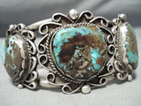 Museum Vintage Native American Navajo Old Morenci Turquoise Sterling Silver Bracelet Old-Nativo Arts