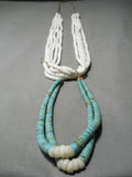 Rare Vintage Santo Domingo #8 Turquoise Heishi Native American Necklace Old-Nativo Arts