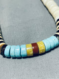 Native American Authentic Vintage Navajo Turquoise Sterling Silver Heishi Necklace-Nativo Arts