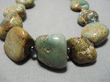 One Of Largest Vintage Native American Navajo Royston Turquoise Nugget Sterling Silver Necklace-Nativo Arts
