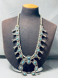Gasp! Vintage Native American Navajo Spider Turquoise Sterling Silver Squash Blossom Necklace-Nativo Arts